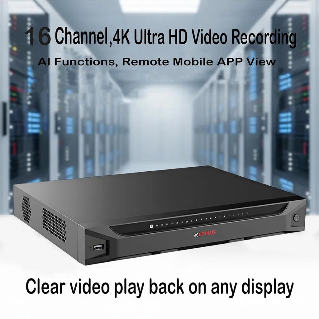 CP PLUS CP-UNR-4K2161-V4 16 channel 4K AI Network Video Recorder with remote mobile viewing -tpstech.in