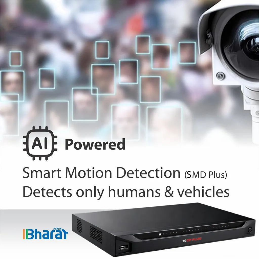 CP PLUS CP-UNR-4K2161-V4 AI powered 16 channel NVR with Smart Motion Detection for human and vehicle detection -tpstech.in