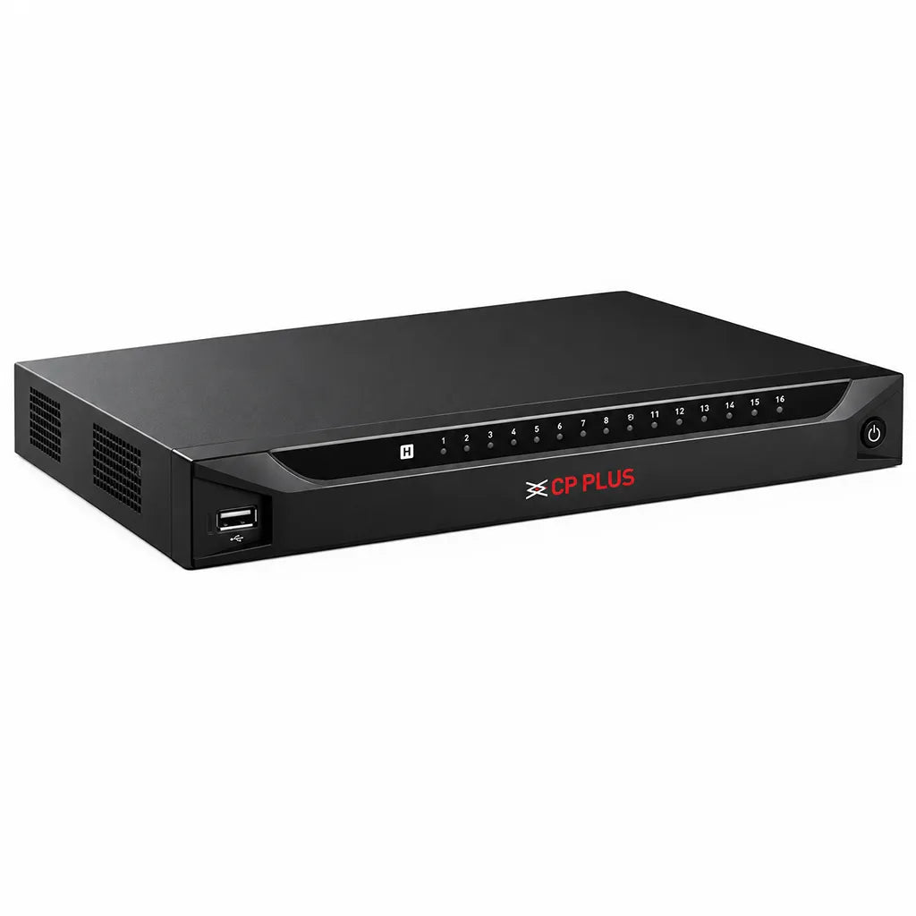 Front angle view of CP PLUS CP-UNR-4K2161-V4 16 Channel 4K Network Video Recorder -tpstech.in
