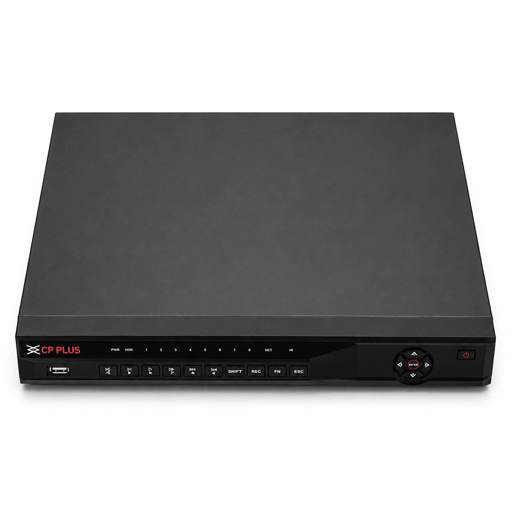 CP PLUS CP-UNR-4K2162-V2 16 Channel 4K Network Video Recorder top front view with control panel -tpstech.in