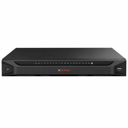 CP PLUS CP-UNR-4K4082-V2 8 Channel 4K Network Video Recorder front view with LED status indicators and USB port -tpstech.in