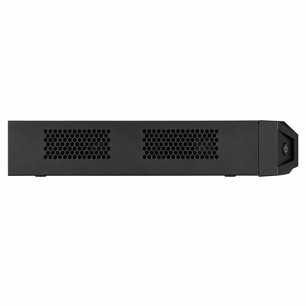 CP PLUS CP-UNR-4K4082-V2 8 Channel 4K Network Video Recorder left side view showing ventilation design -tpstech.in