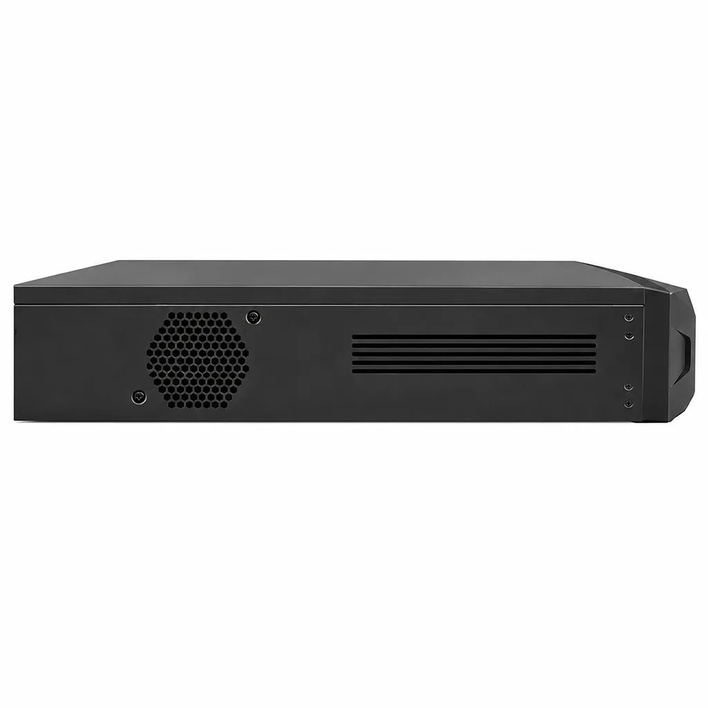 CP PLUS CP-UNR-4K4164-FI 16 Channel 4K AI Network Video Recorder left side view showing ventilation design -tpstech.in