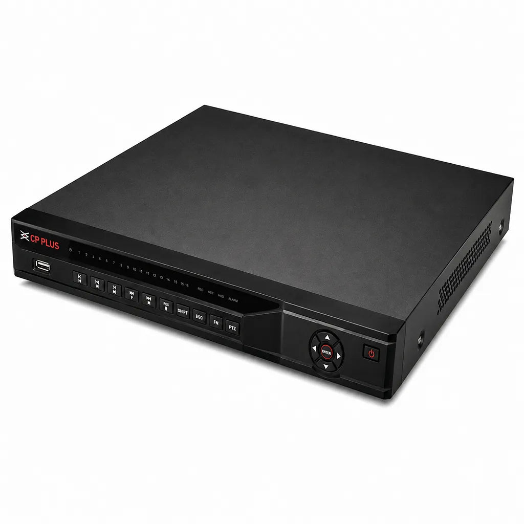 CP PLUS CP-UNR-4K4322-V3 32 Channel 4K Network Video Recorder top left perspective for professional CCTV installations -tpstech.in