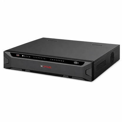 CP PLUS CP-UNR-4K5324-FI 32 Channel 4K AI Network Video Recorder right angle view highlighting durable metal chassis -tpstech.in