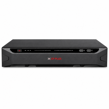 CP PLUS CP-UNR-4K5324-V3 32 Channel 4K AI Network Video Recorder front view with dual USB ports and LED status indicators -tpstech.in