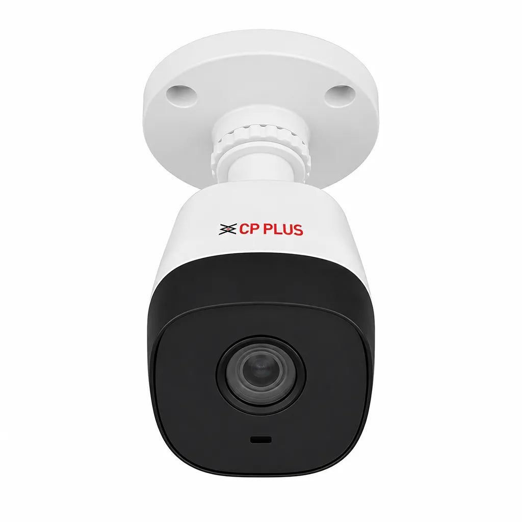 CP PLUS CP-URC-TC24PL2C-V3 2.4MP HD IR bullet camera front view with built-in microphone and fixed lens -tpstech.in