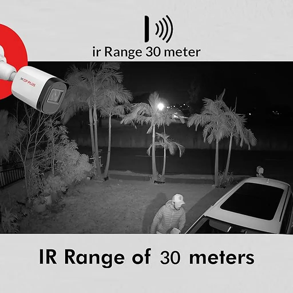 CP PLUS CP-URC-TC24PL3C 2.4MP Bullet CCTV Camera with 30 meter Smart IR night vision for clear low light monitoring -tpstech.in