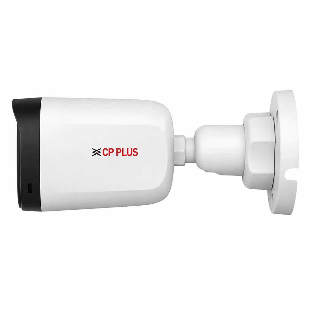 CP PLUS CP-URC-TC51PL3C-L 5MP bullet surveillance camera left side profile with wall mounting bracket -tpstech.in
