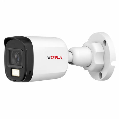 CP PLUS CP-URC-TC51PL3C-L 5MP dual light bullet CCTV camera front left view with built-in microphone and warm light LED -tpstech.in