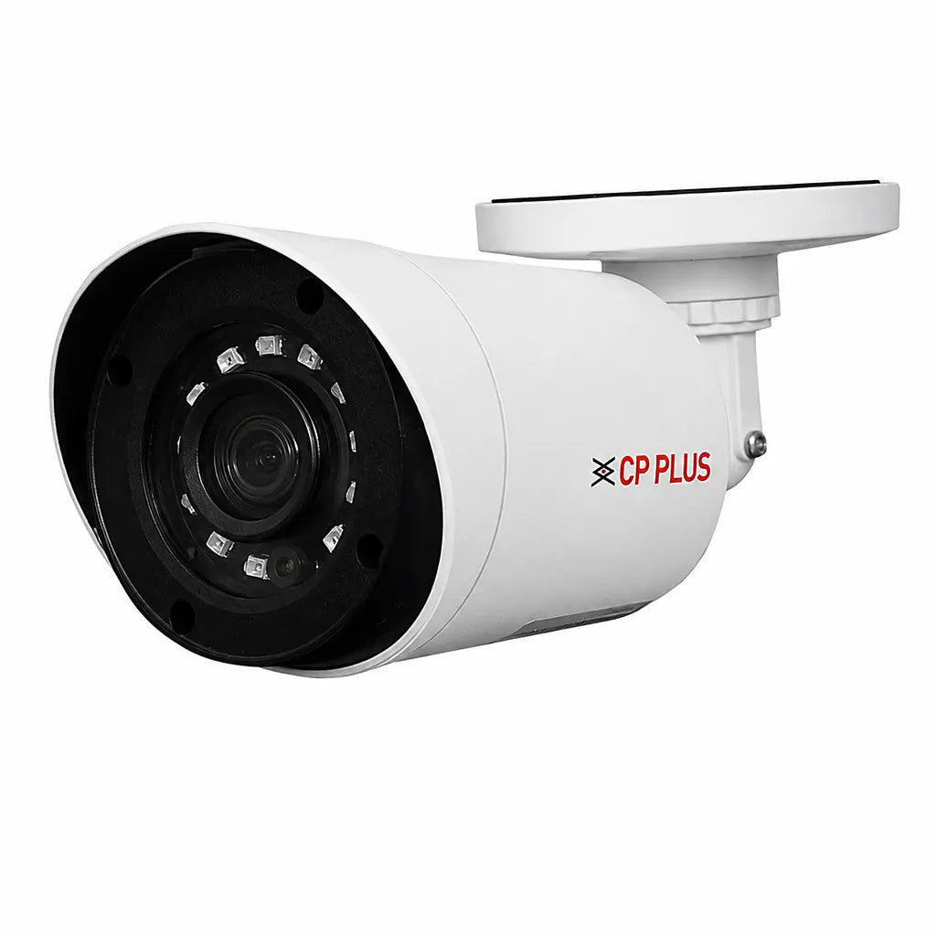 CP PLUS CP-USC-TA24L2 2MP Full HD IR Bullet CCTV Camera front left view with 20m night vision and weatherproof design -tpstech.in