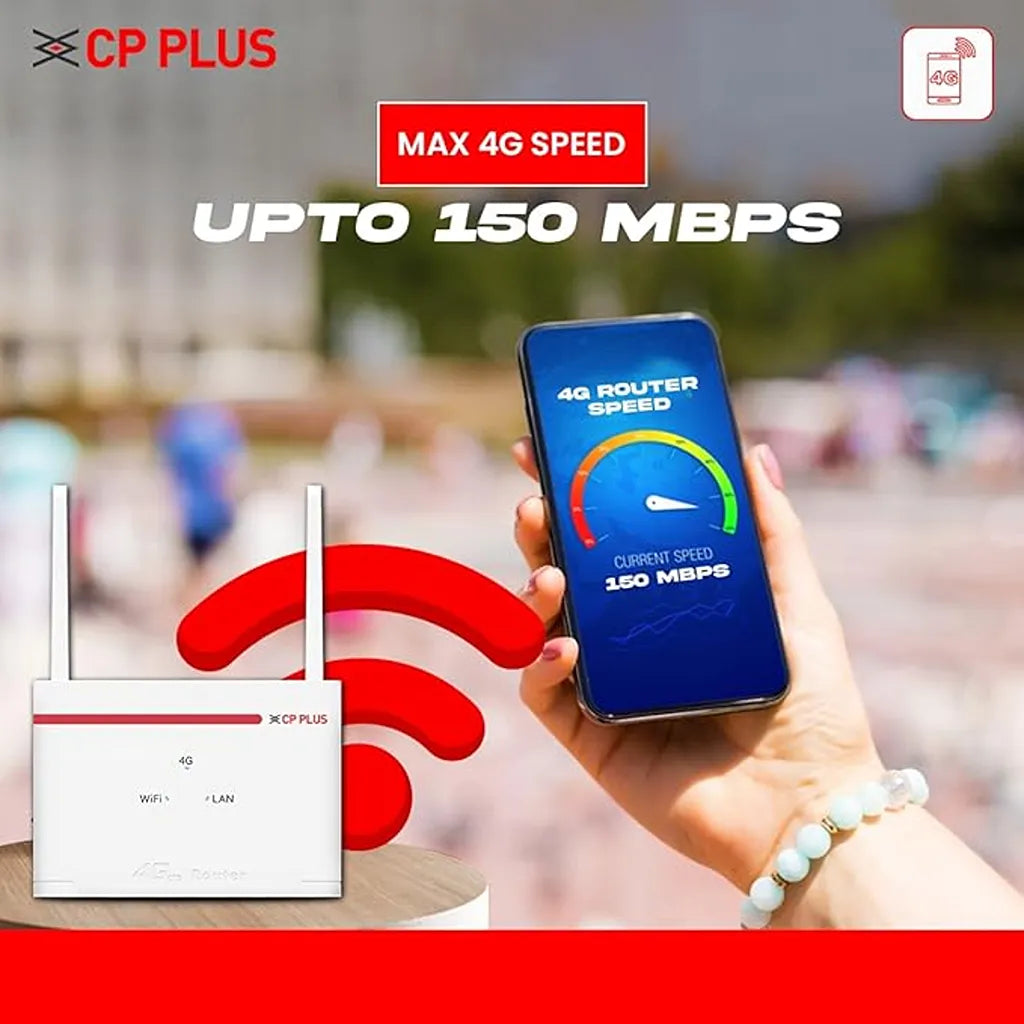 CP PLUS CP-XR-DE21-S 4G LTE WiFi Router with download speeds up to 150Mbps -tpstech.in