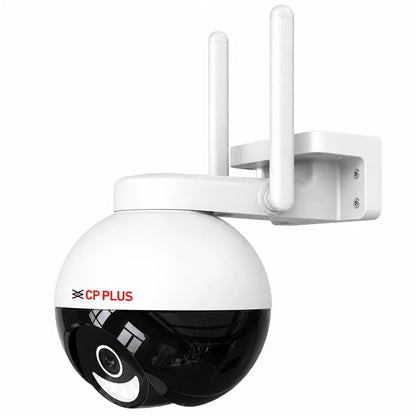 CP PLUS CP-Z43Q 4MP outdoor WiFi PT security camera front left view with dual antennas -tpstech.in