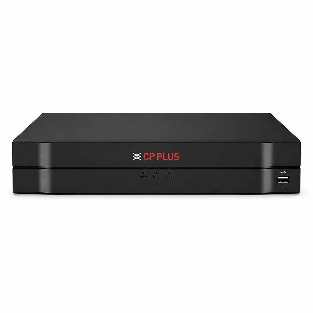 CP PLUS UNR-4K2041-V4 4 Channel 4K Network Video Recorder front view showing LED indicators and USB interface -tpstech.in