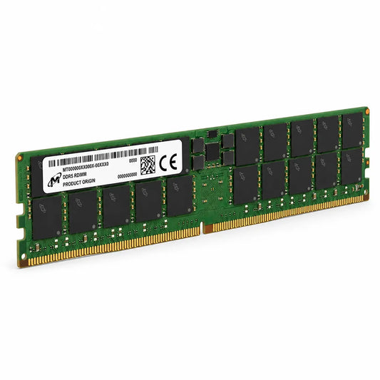 Crucial 128GB DDR5 RAM 5600MHz CL46 288-Pin ECC RDIMM Server & Workstation Memory left-angle view showing high-capacity server memory module -tpstech.in