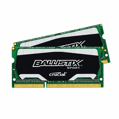 Crucial Ballistix Sport 16GB Kit (8GBx2) DDR3 1866Mhz SODIMM Laptop Memory front view with dual memory modules on white background -tpstech.in