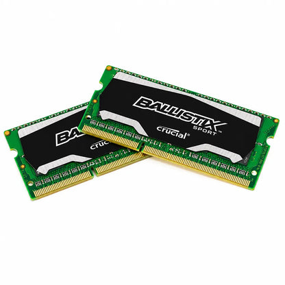 Crucial Ballistix Sport 16GB Kit (8GBx2) DDR3 1866Mhz SODIMM Laptop Memory overlapping dual module product image on white background -tpstech.in