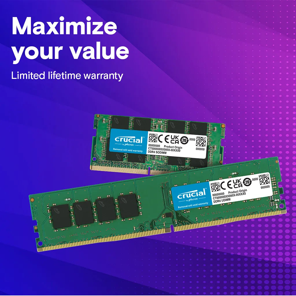 Crucial Basics DDR4 UDIMM desktop RAM memory module with limited lifetime warranty for reliable desktop upgrades -tpstech.in