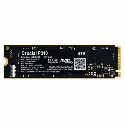Crucial P310 4TB PCIe Gen4 NVMe M.2 SSD Pulled-Out Horizontal Top View -tpstech.in