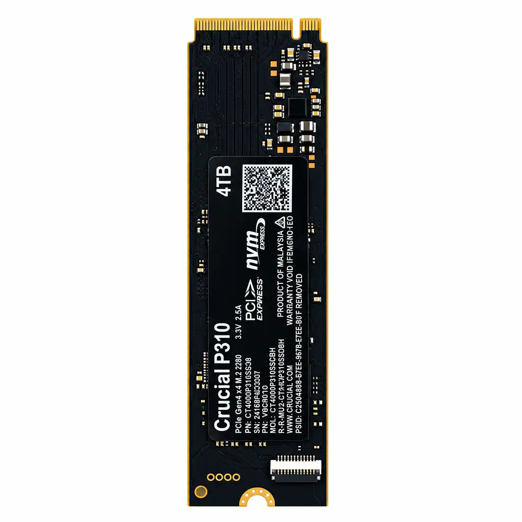 Crucial P310 4TB PCIe Gen4 NVMe M.2 2280 SSD Pulled-Out Connector End View -tpstech.in