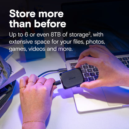 Crucial X10 4TB 2.5" USB Type C External Portable Solid State Drive - Black