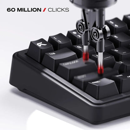 Automated keystroke durability testing showing 60 million click lifespan of Cybeart Akula 65 Lite Compact 65% Wired RGB Mechanical Keyboard -tpstech.in