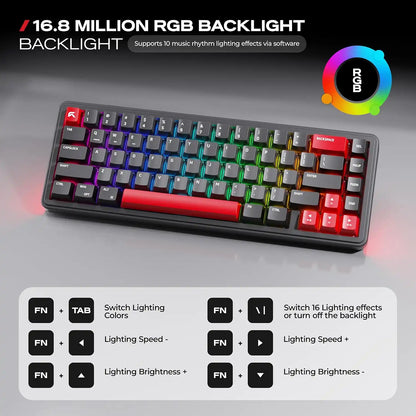 CYBEART Akula 65 Wireless Mechanical Gaming Keyboard Tri-Mode with 16.8 million RGB backlight and lighting function shortcut keys[cite: 40] -tpstech.in