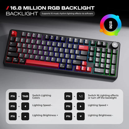 16.8 million RGB backlight and lighting function shortcut keys of CYBEART Akula 99 Wireless Mechanical Gaming Keyboard Tri-Mode RGB -tpstech.in