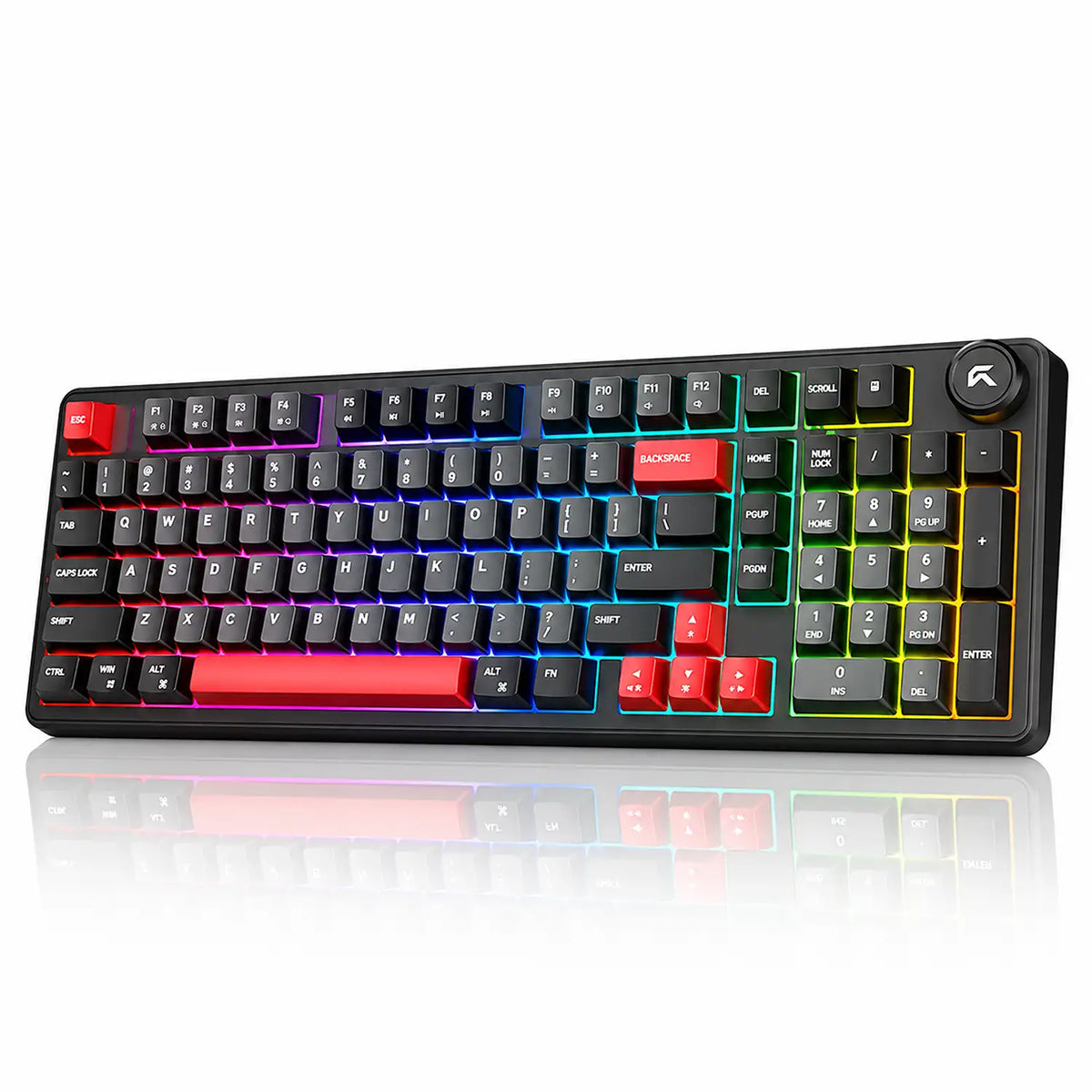 Top down view of CYBEART Akula 99 Wireless Mechanical Gaming Keyboard Tri-Mode RGB showing 99 keys layout with full RGB illumination -tpstech.in