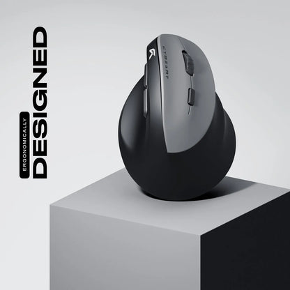 Cybeart Arcus Wireless Ergonomic Mouse 2400 DPI (Black) showcased on a display podium highlighting its vertical ergonomic angle -tpstech.in