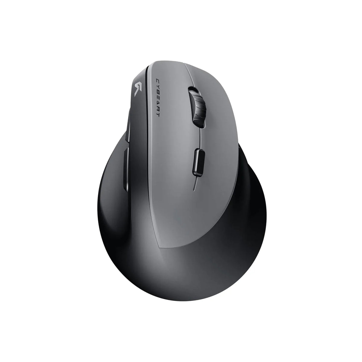 Top angle view of Cybeart Arcus Wireless Ergonomic Mouse 2400 DPI (Black) with scroll wheel and dedicated DPI switch button -tpstech.in