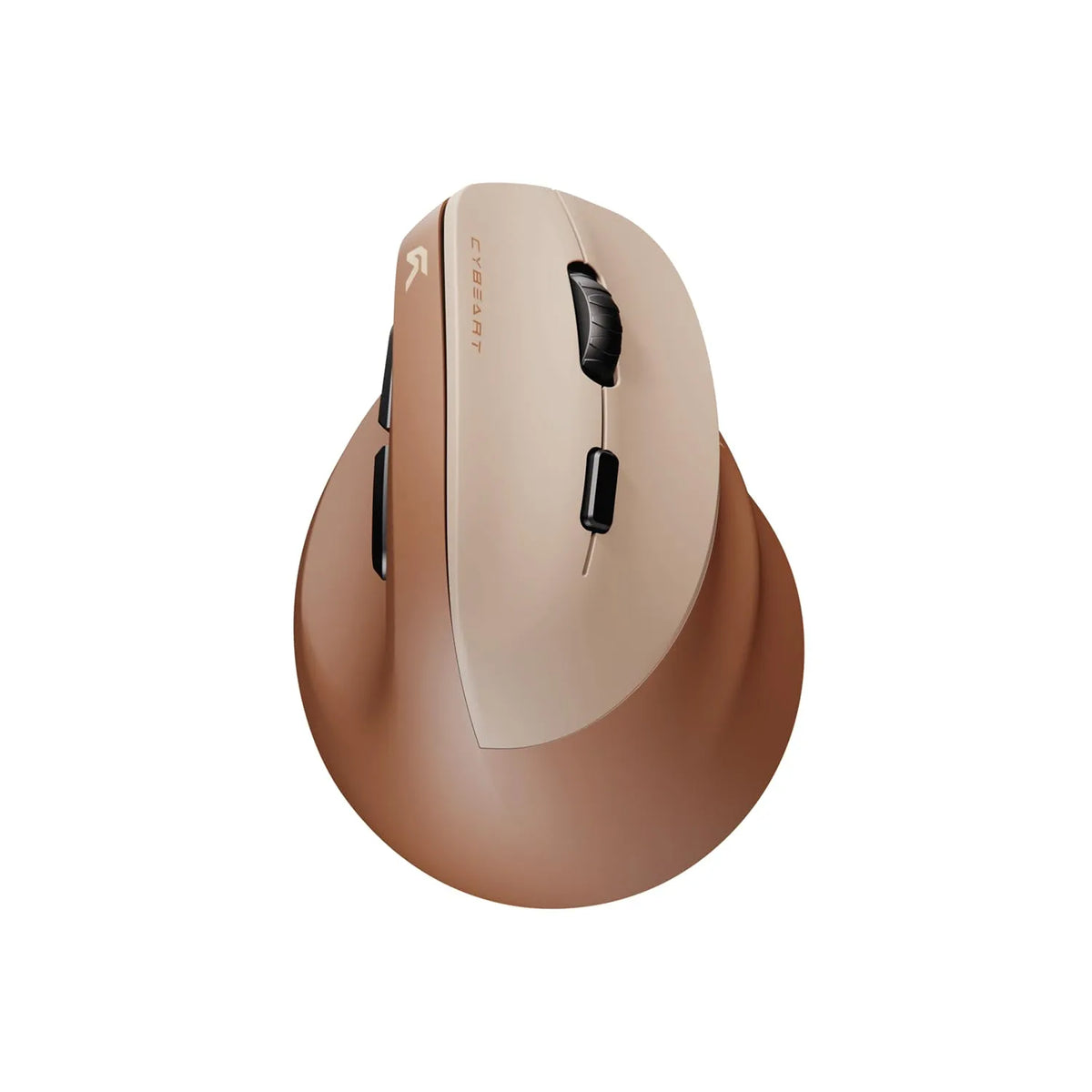 Cybeart Arcus Wireless Ergonomic Mouse 2400 DPI Dual Mode (Mocha Mousse) top view showing scroll wheel DPI button and dual tone shell -tpstech.in