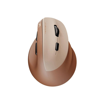 Cybeart Arcus Wireless Ergonomic Mouse 2400 DPI Dual Mode (Mocha Mousse) top view showing scroll wheel DPI button and dual tone shell -tpstech.in