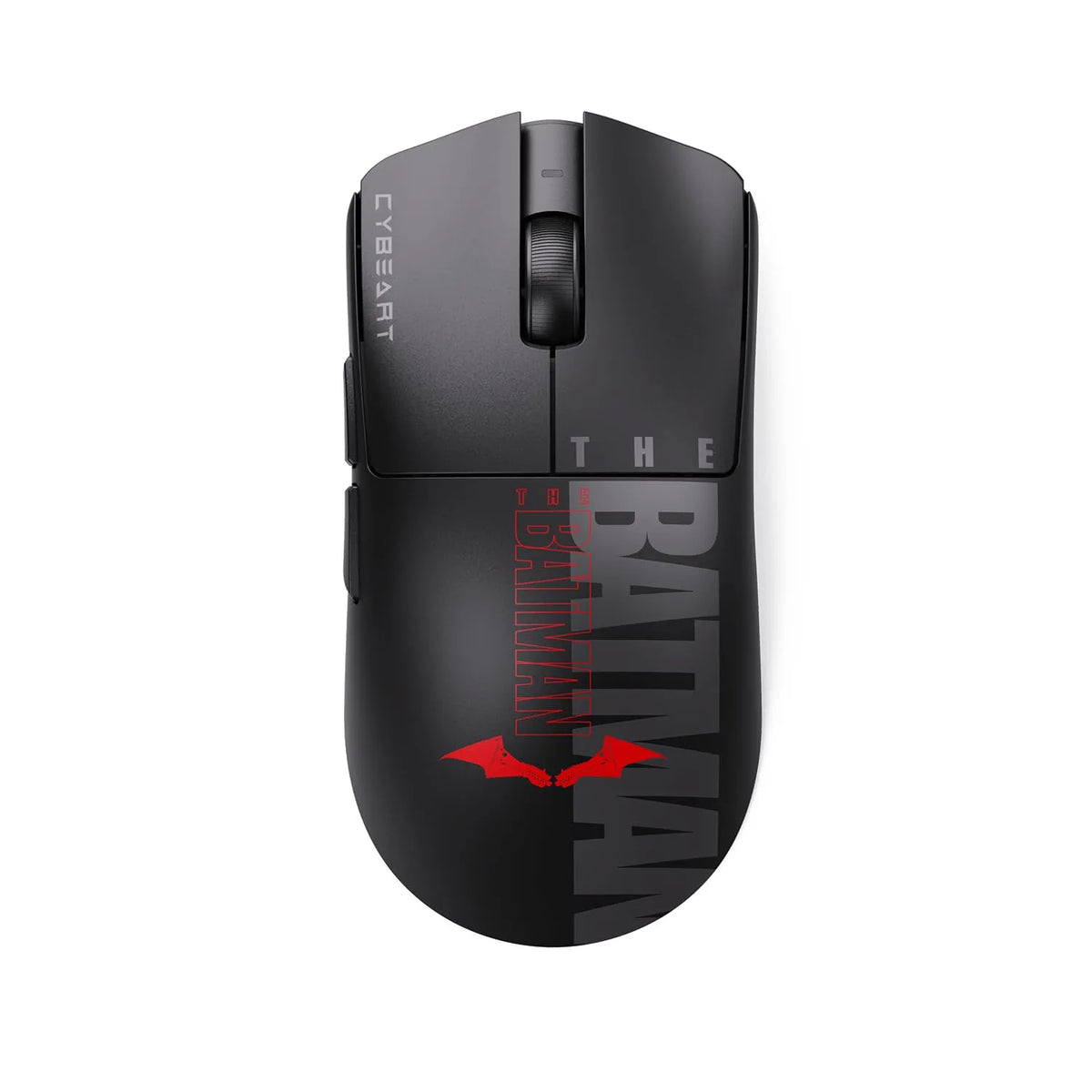 Cybeart Artemis The Batman 52g Ultra-Light Wireless Gaming Mouse top view showing red bat logo and graphic print -tpstech.in