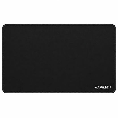 Top down full view of Cybeart Ghost gaming mouse pad large 450x400mm in solid black with subtle corner branding -tpstech.in