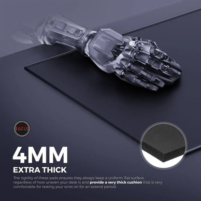 Cross section view highlighting the 4mm extra thick comfort cushion of Cybeart Ghost gaming mouse pad large -tpstech.in