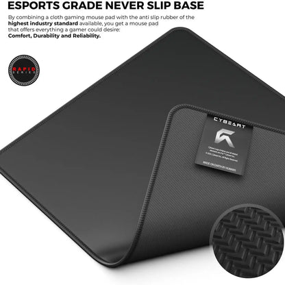 Underside textured herringbone anti slip rubber base on Cybeart Ghost gaming mouse pad large 450x400mm -tpstech.in