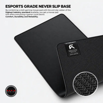 Cybeart Ghost XXL Gaming Mouse Pad Black 900x400mm showcasing anti slip textured rubber base -tpstech.in