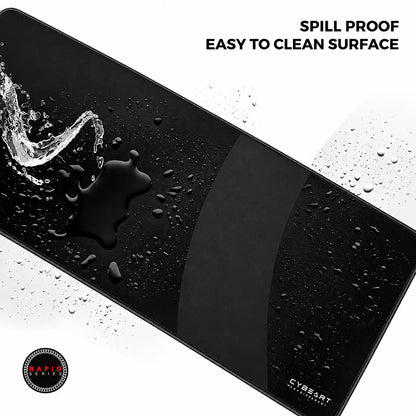 Cybeart Ghost XXL Gaming Mouse Pad Black 900x400mm with water splashing across easy to clean spill proof surface -tpstech.in