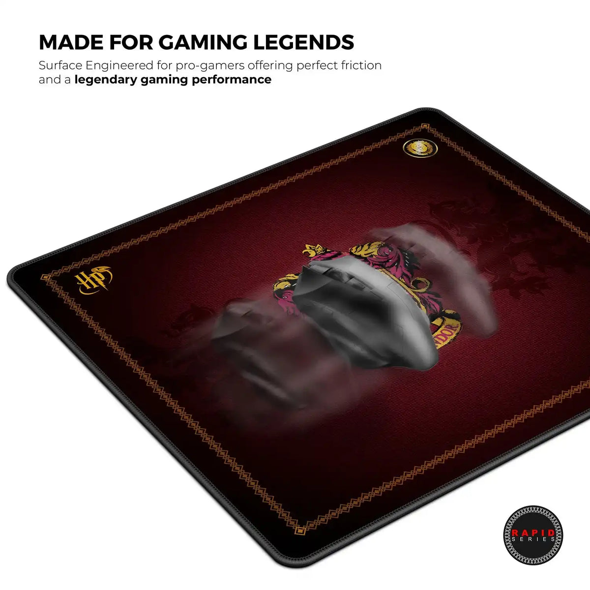 Cybeart Gryffindor Classic Large Gaming Mouse Pad with Micro-Woven Surface mouse glide action showcasing low friction gaming surface -tpstech.in
