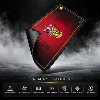 Cybeart Gryffindor Classic XXL Gaming Mouse Pad for PC Mac infographic highlighting key features and 4mm thickness -tpstech.in