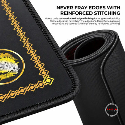Cybeart Gryffindor Classic XXL Gaming Mouse Pad for PC Mac close up of high density anti fray stitched border -tpstech.in