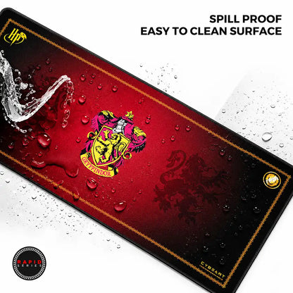 Cybeart Gryffindor Classic XXL Gaming Mouse Pad for PC Mac water splash showing spill proof surface -tpstech.in