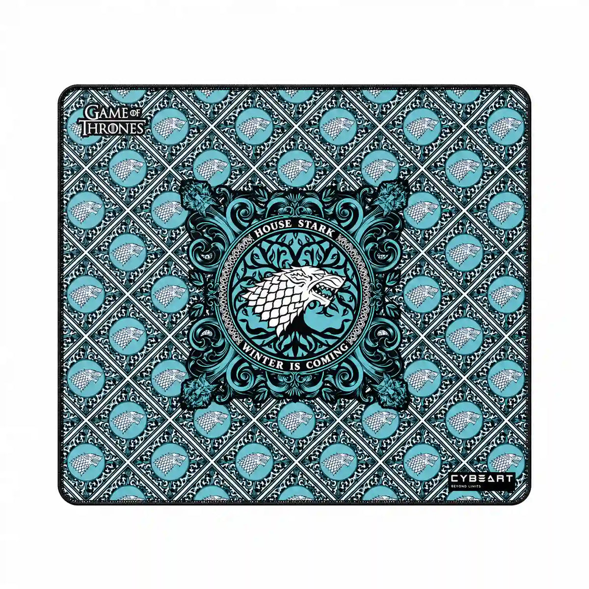 Cybeart House Stark Large Gaming Mouse Pad with Waterproof Surface top view featuring Game of Thrones Direwolf design -tpstech.in