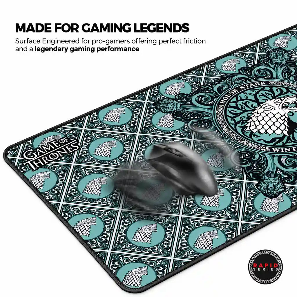 Cybeart House Stark XXL Gaming Desk Mat Waterproof engineered friction free surface for smooth mouse glide -tpstech.in