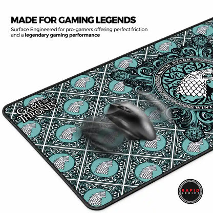 Cybeart House Stark XXL Gaming Desk Mat Waterproof engineered friction free surface for smooth mouse glide -tpstech.in