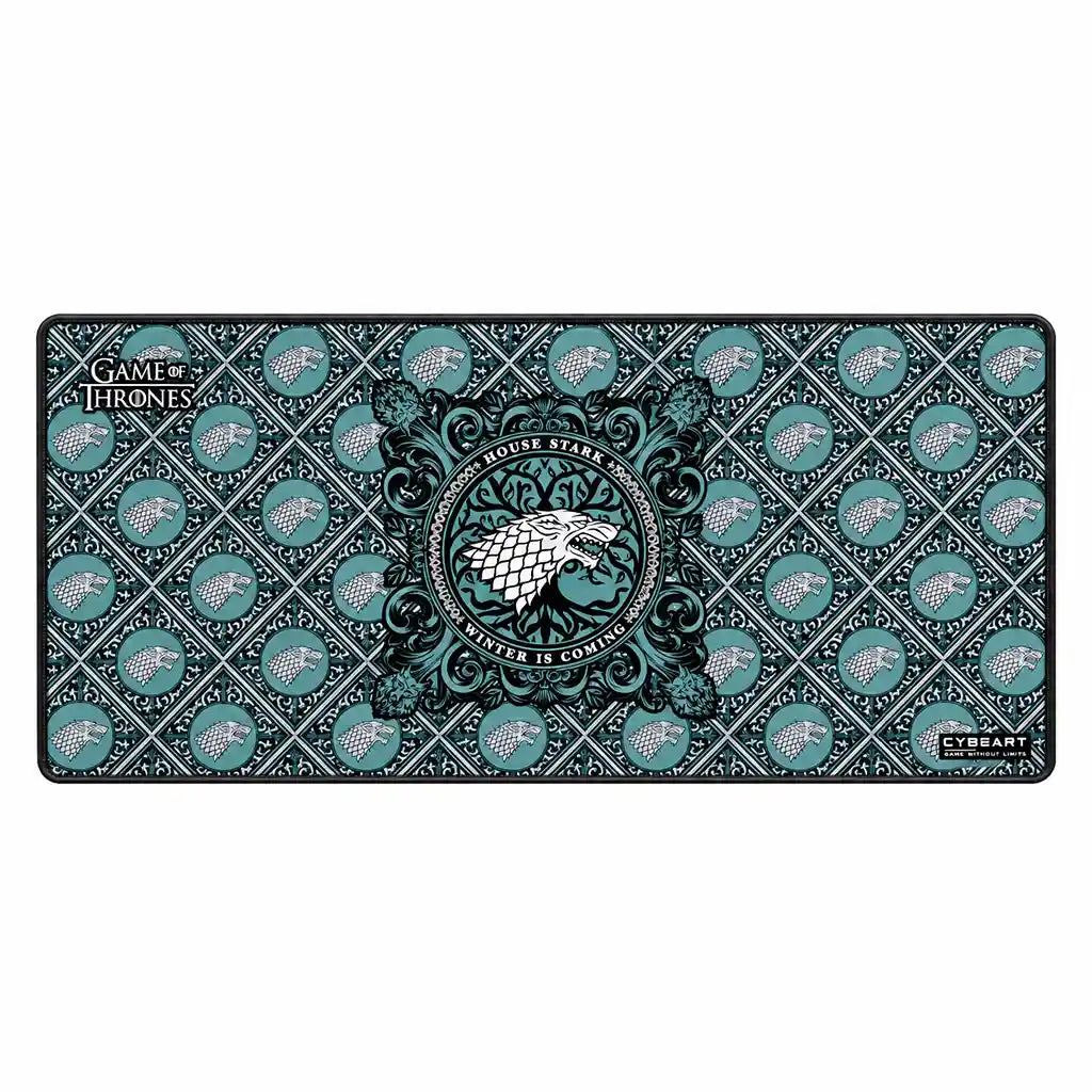 Cybeart House Stark XXL Gaming Desk Mat Waterproof flat top down view on white background -tpstech.in