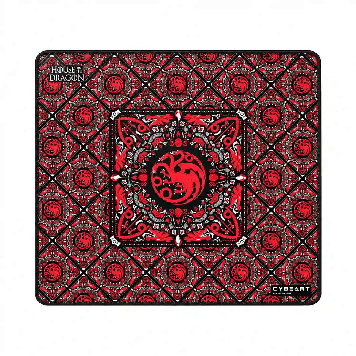 Cybeart House Targaryen Gaming Mouse Pad Large Waterproof top view with House of the Dragon design -tpstech.in