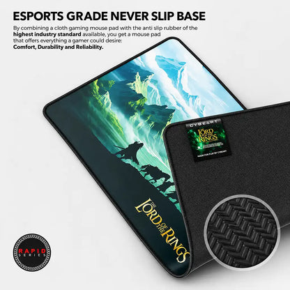 CYBEART Lord of The Rings XXL Gaming Mouse Pad showcasing anti slip textured rubber base -tpstech.in