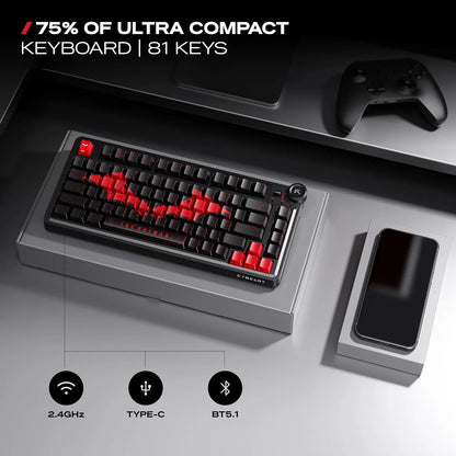 CYBEART Nighthawk 75 Batman Edition Wireless Mechanical Keyboard 75 percent 81-key ultra-compact layout on desk -tpstech.in